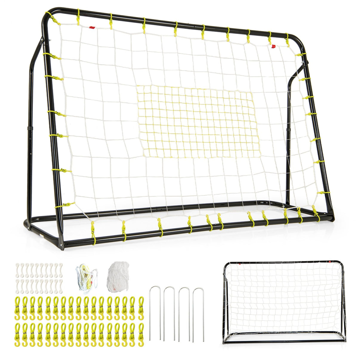2-in-1 Kids Soccer Rebounder and Soccer Goal with Adjustable Height-Black view 4