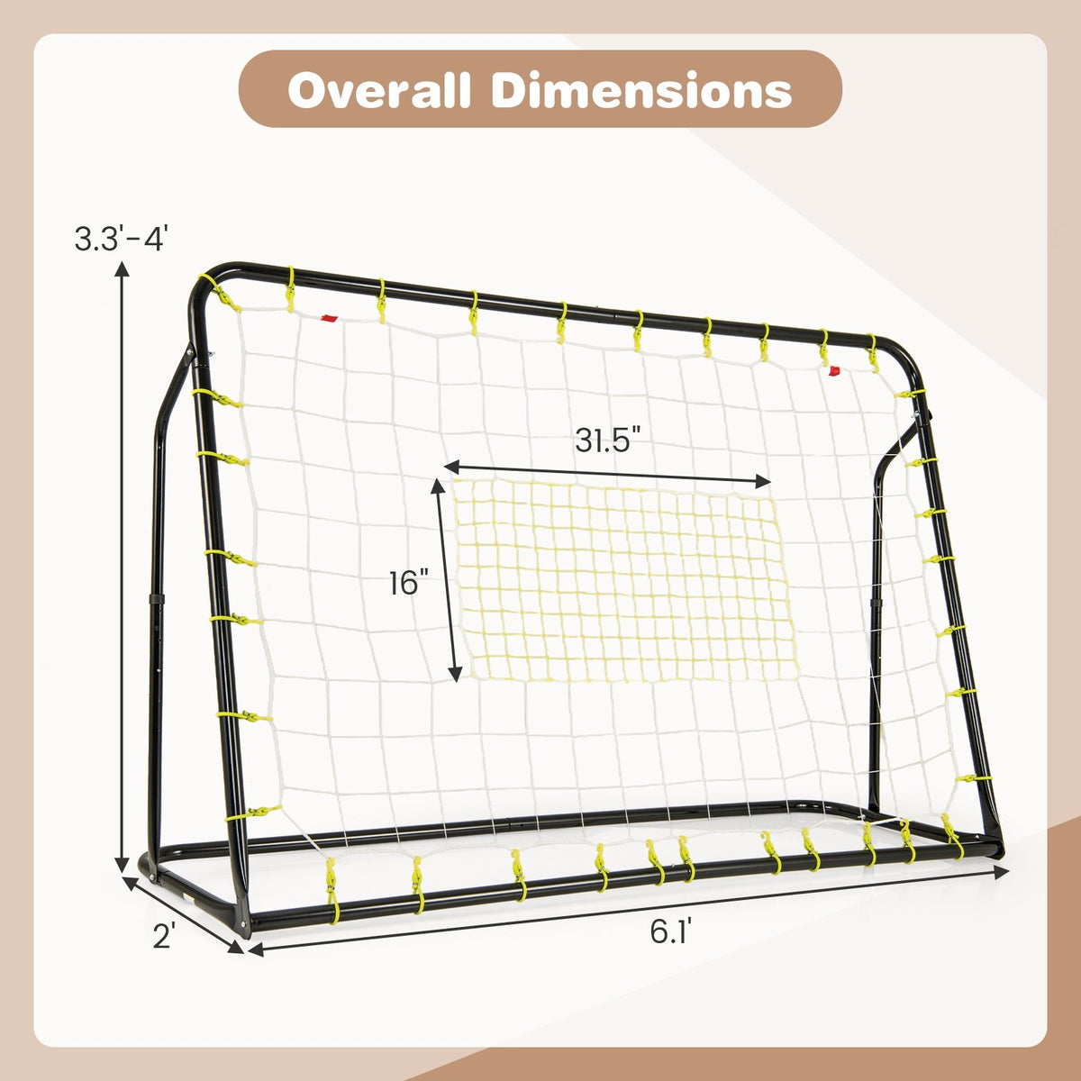 2-in-1 Kids Soccer Rebounder and Soccer Goal with Adjustable Height-Black view 5