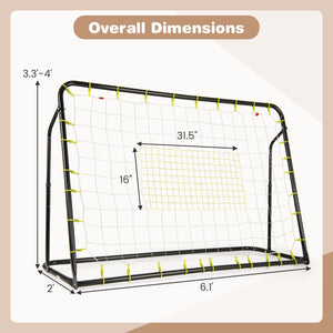 2-in-1 Kids Soccer Rebounder and Soccer Goal with Adjustable Height-Black view 5