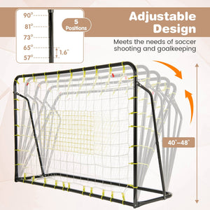 2-in-1 Kids Soccer Rebounder and Soccer Goal with Adjustable Height-Black view 7