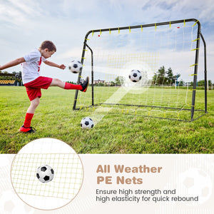 2-in-1 Kids Soccer Rebounder and Soccer Goal with Adjustable Height-Black view 8