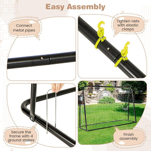 2-in-1 Kids Soccer Rebounder and Soccer Goal with Adjustable Height-Black view 9