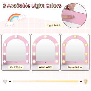 2-In-1 Kids Vanity Set with Lights for Toddlers 3+ Years Old-Pink view 7