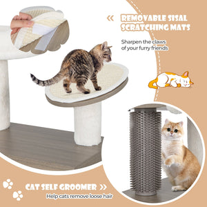 2-in-1 Modern Cat Tower with Litter Box Enclosure for Indoor Cars-Gray view 7