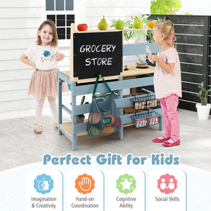 2-In-1 Outdoor Mud Kitchen with Faucet and Extra Chalkboard view 6