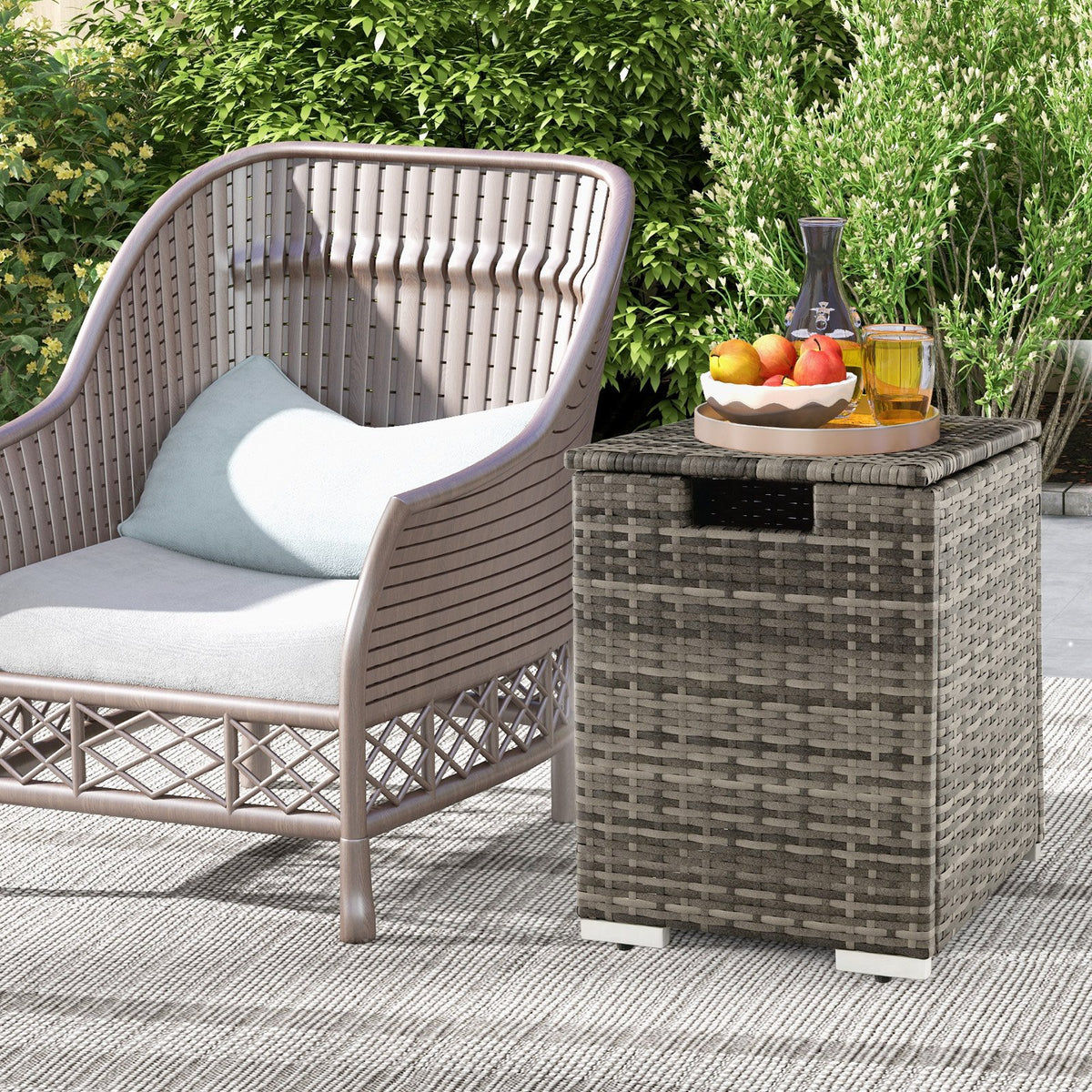 2-in-1 Patio Rattan Gas Propane Tank Cover for 20 lbs Propane Tanks-Gray view 3
