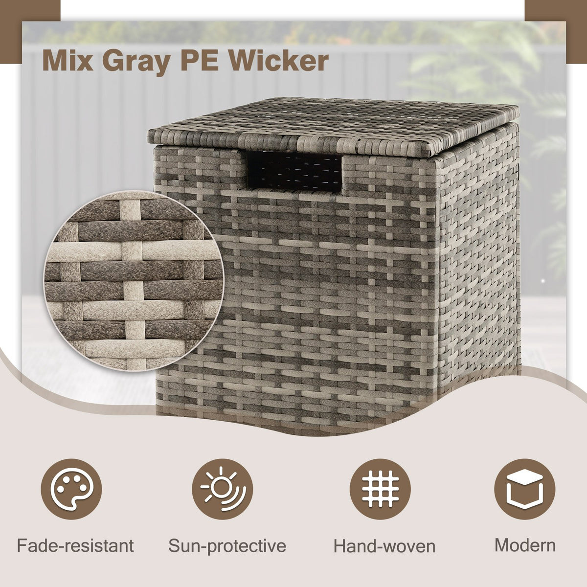 2-in-1 Patio Rattan Gas Propane Tank Cover for 20 lbs Propane Tanks-Gray view 5