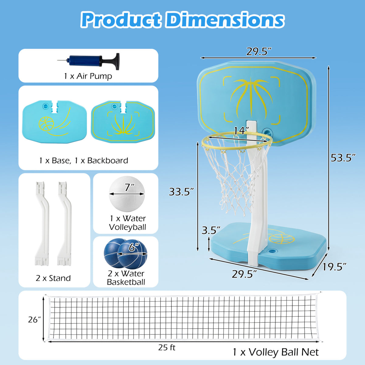 2-in-1 Pool Basketball Hoop and Pool Volleyball Net view 5