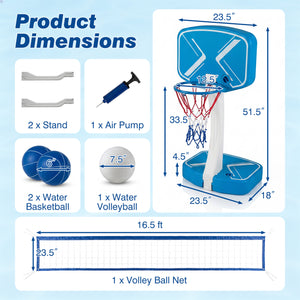 2-in-1 Pool Basketball Hoop and Pool Volleyball Net with Weighted Base view 4