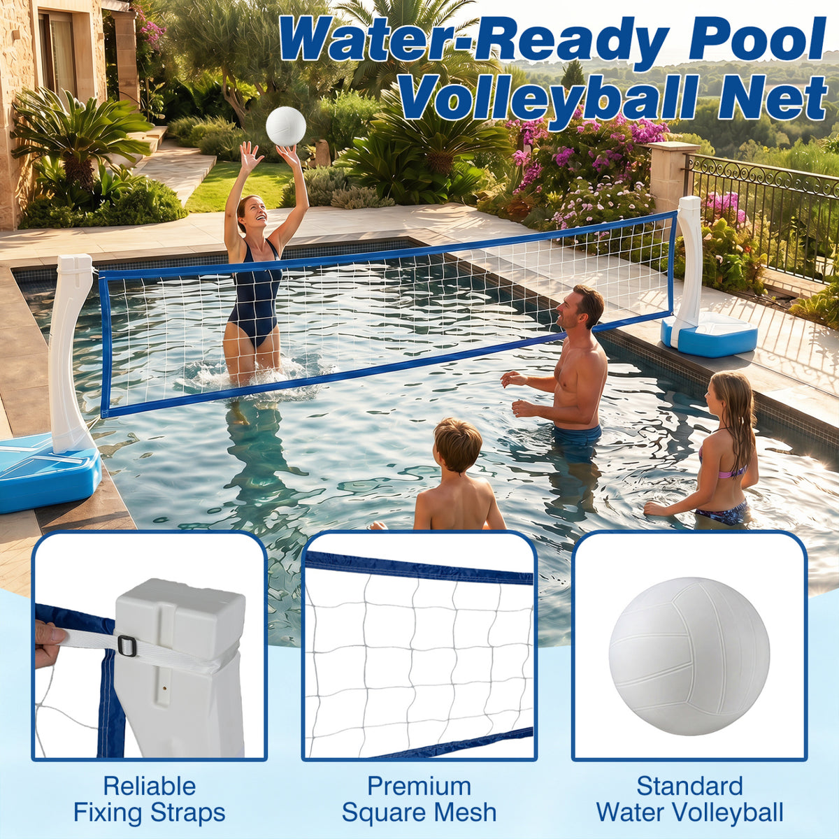 2-in-1 Pool Basketball Hoop and Pool Volleyball Net with Weighted Base view 8
