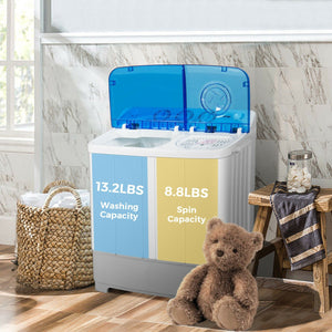 2-in-1 Portable 22lbs Capacity Washing Machine with Timer Control-Blue view 3