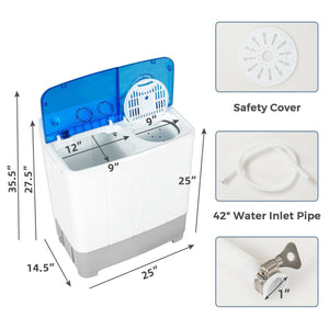 2-in-1 Portable 22lbs Capacity Washing Machine with Timer Control-Blue view 5