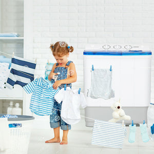 2-in-1 Portable 22lbs Capacity Washing Machine with Timer Control-Blue view 6