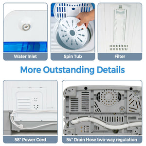 2-in-1 Portable 22lbs Capacity Washing Machine with Timer Control-Blue view 8