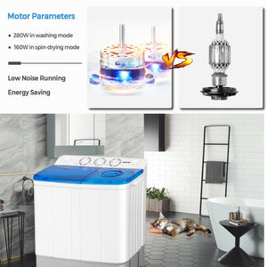 2-in-1 Portable 22lbs Capacity Washing Machine with Timer Control-Blue view 9