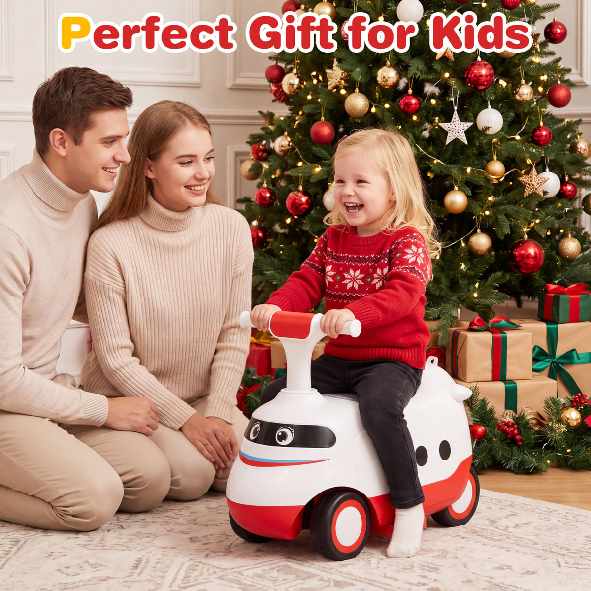 2-in-1 Ride On Push Car for Toddlers 1-3 Years Old Sliding Walker with Horn-Red view 5