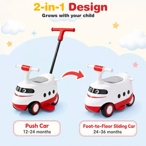 2-in-1 Ride On Push Car for Toddlers 1-3 Years Old Sliding Walker with Horn-Red view 6