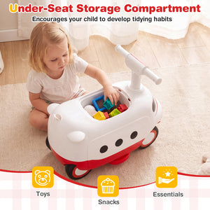 2-in-1 Ride On Push Car for Toddlers 1-3 Years Old Sliding Walker with Horn-Red view 7