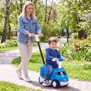 2-in-1 Ride On Push Car for Toddlers 1-3 Years Old with Horn-Blue view 2