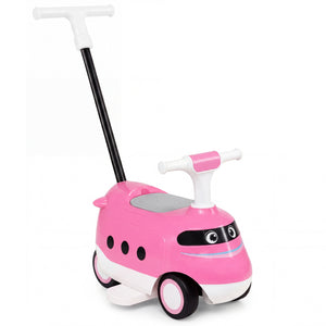 2-in-1 Ride On Push Car for Toddlers 1-3 Years Old with Horn-Pink