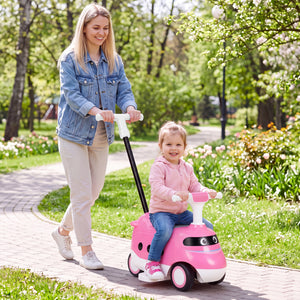 2-in-1 Ride On Push Car for Toddlers 1-3 Years Old with Horn-Pink view 2