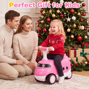 2-in-1 Ride On Push Car for Toddlers 1-3 Years Old with Horn-Pink view 5