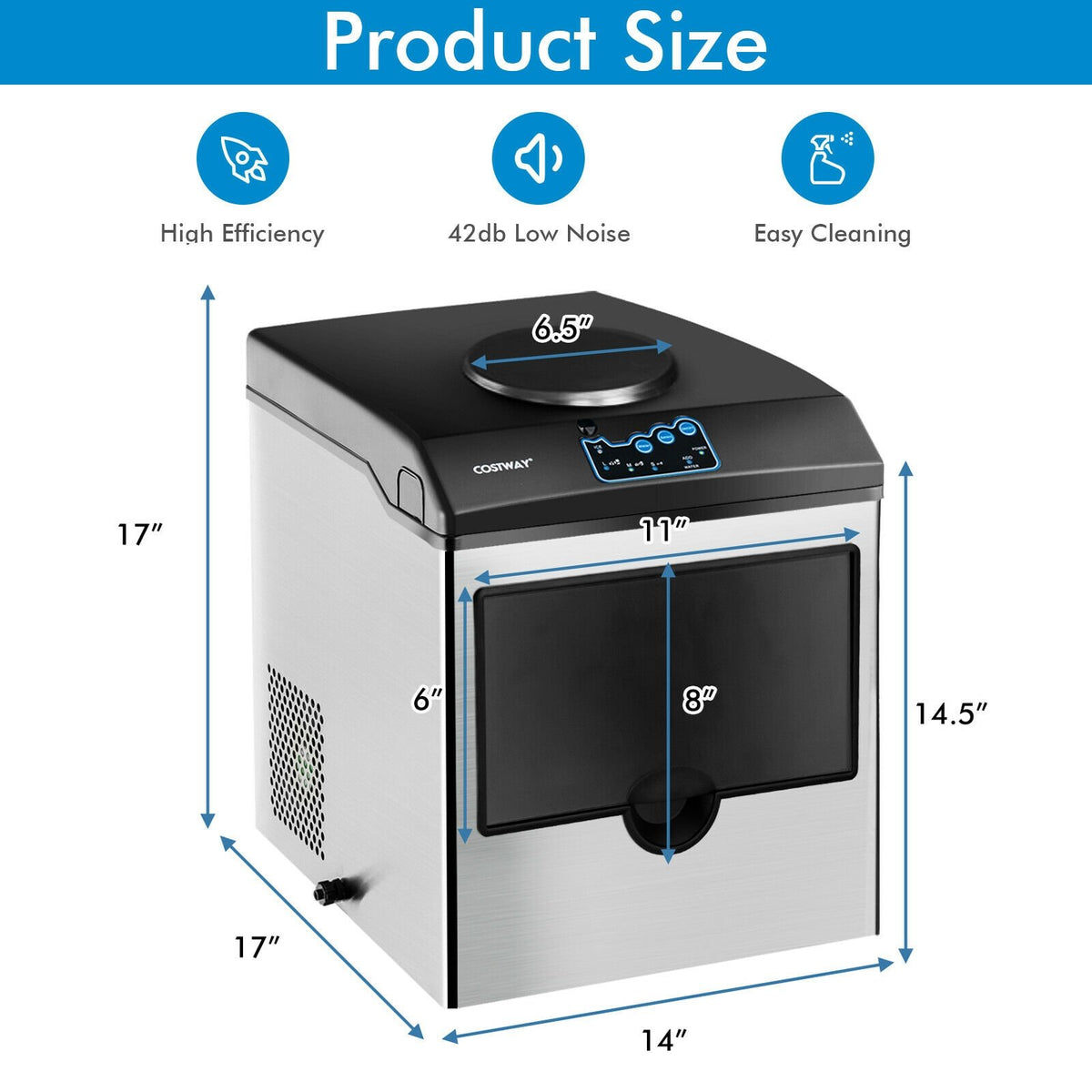 2-in-1 Stainless Steel Countertop Ice Maker with Water Dispenser view 5