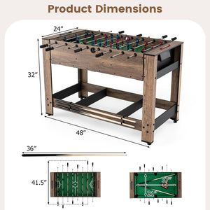 2-in-1 Swivel Foosball and Pool Combo Game Table -Natural view 4