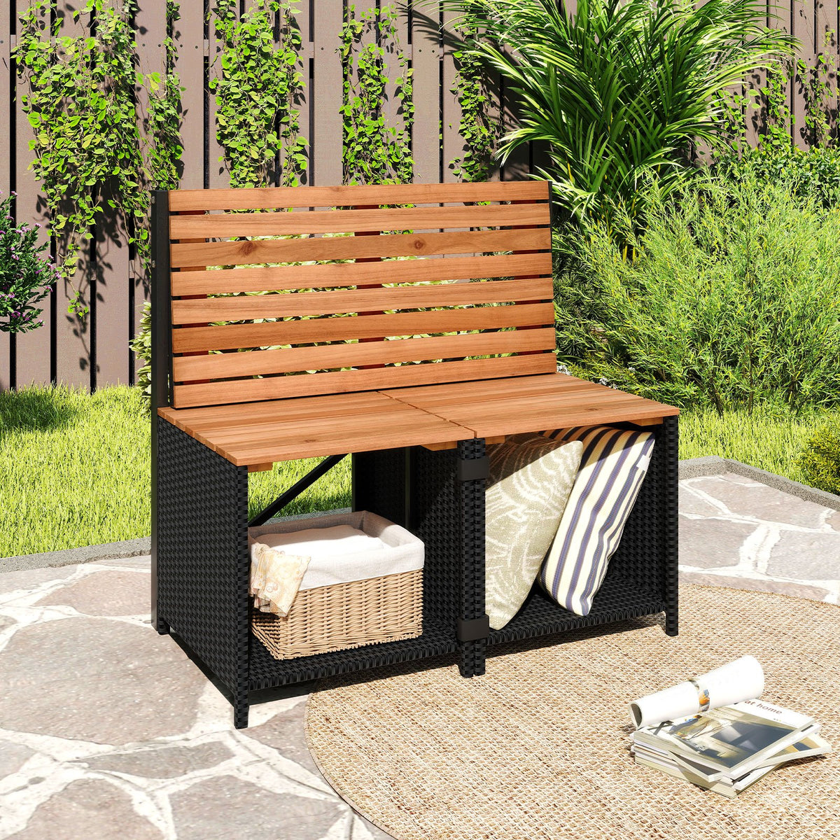 2-in-1 Transforming Picnic Table and Chairs Set with Storage view 2