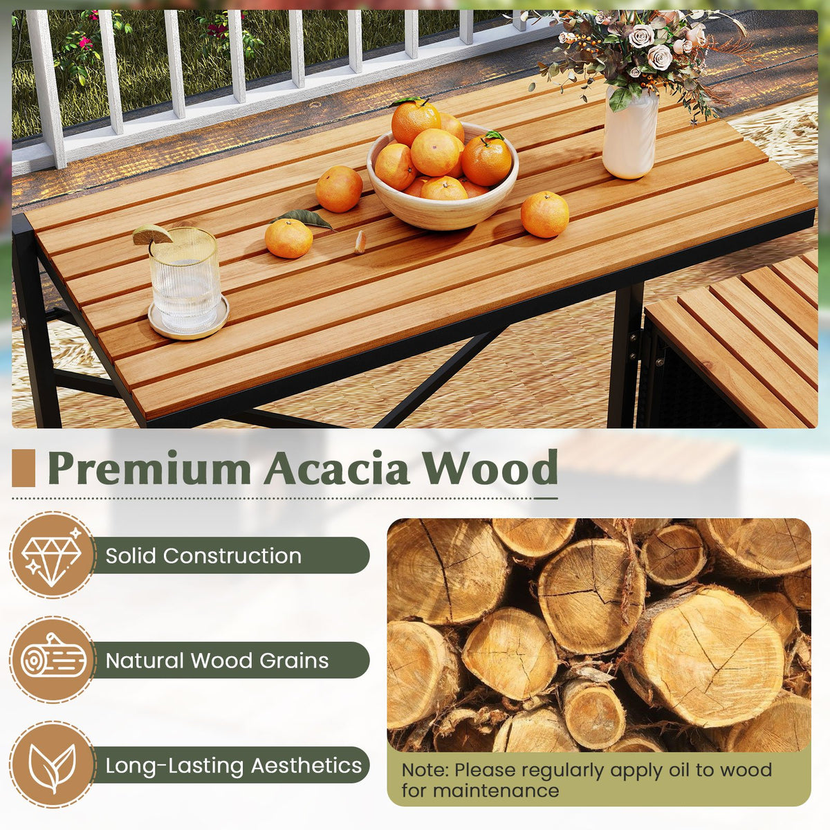 2-in-1 Transforming Picnic Table and Chairs Set with Storage view 8