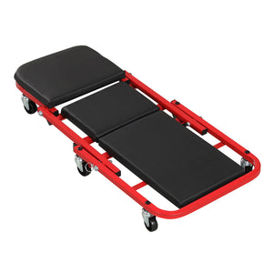 2-in-1 Z-Shaped Rolling Garage Stool 36 inches Folding Flat Automotive Creeper-Red view 4