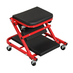 2-in-1 Z-Shaped Rolling Garage Stool 36 inches Folding Flat Automotive Creeper-Red view 6