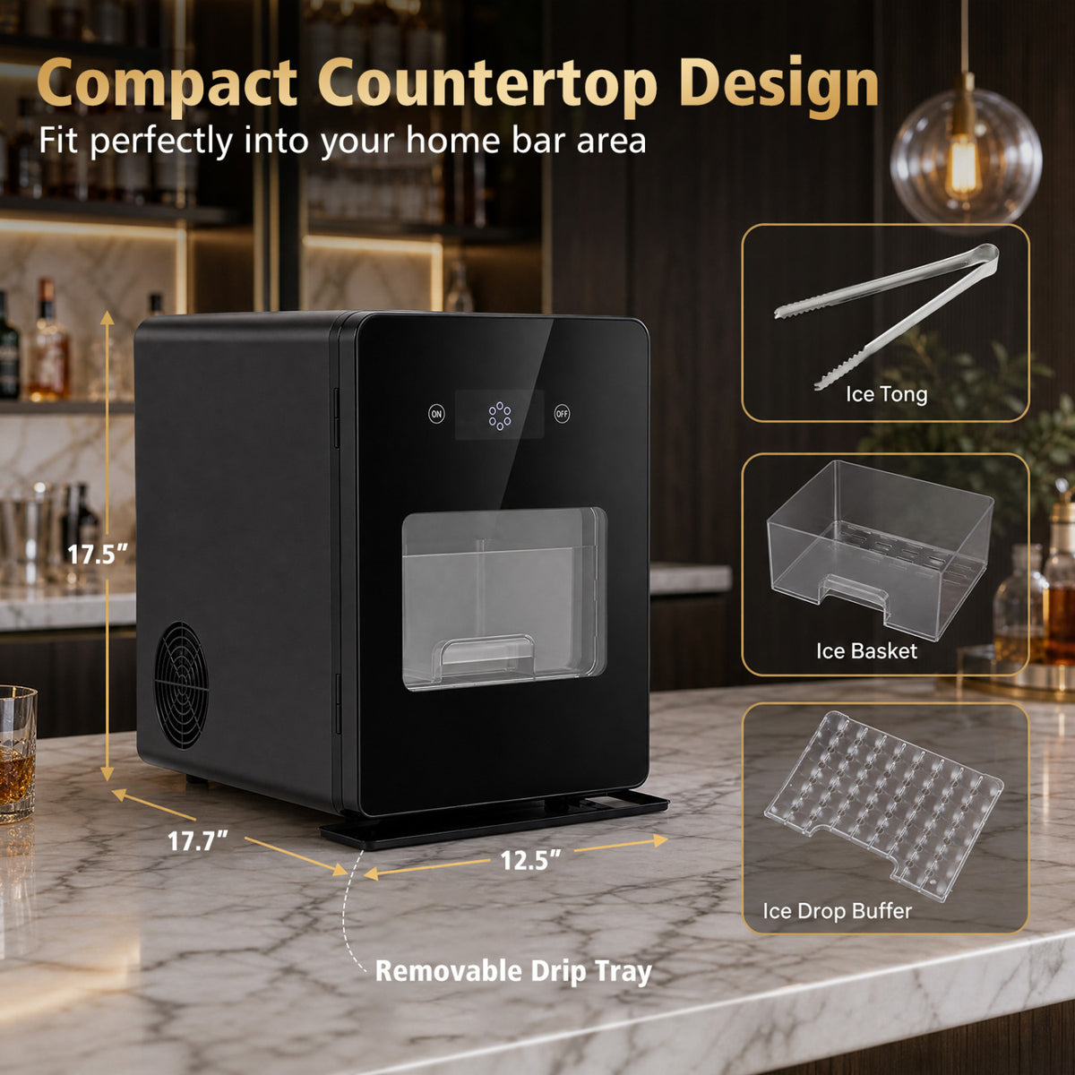 2 Inch Countertop Ice Ball Maker with 4 Ice Balls Made in 38 Minutes-Black view 3