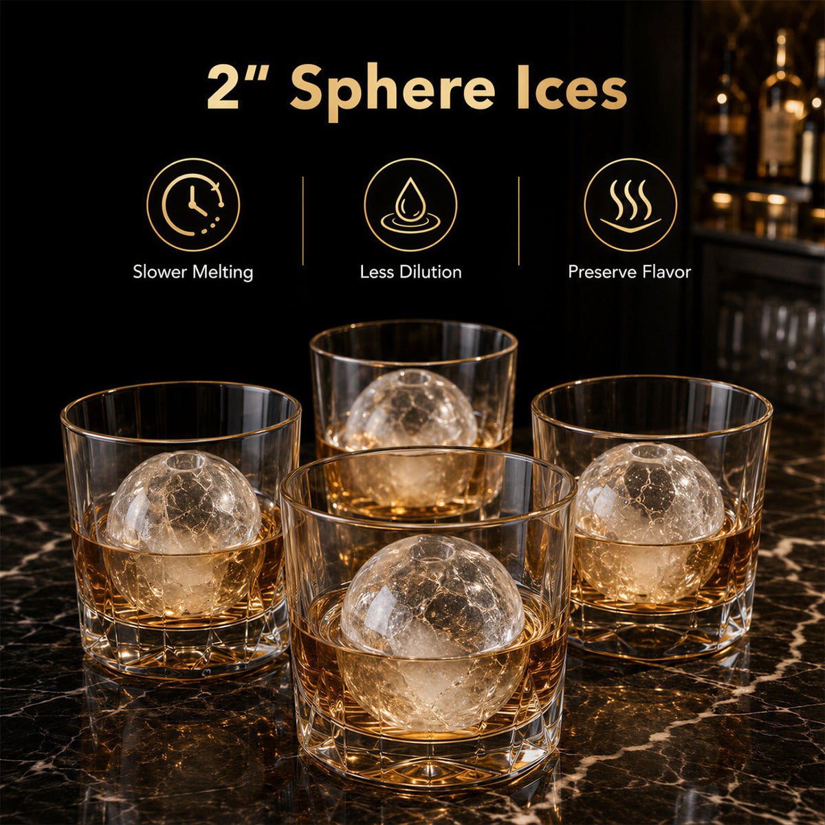 2 Inch Countertop Ice Ball Maker with 4 Ice Balls Made in 38 Minutes-Black view 4