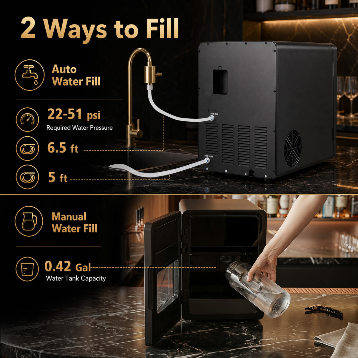 2 Inch Countertop Ice Ball Maker with 4 Ice Balls Made in 38 Minutes-Black view 7