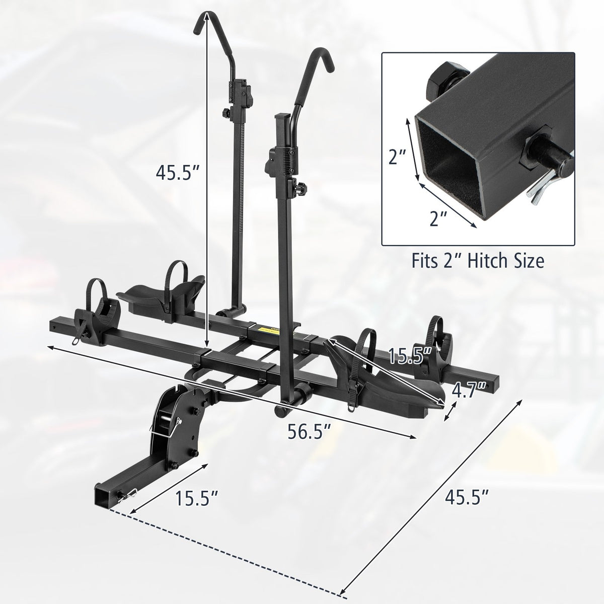 2 Inch Hitch Mount Bike Rack 2-Bike Platform Style Carrier with Tilt-able Design for Easy Trunk Access view 5