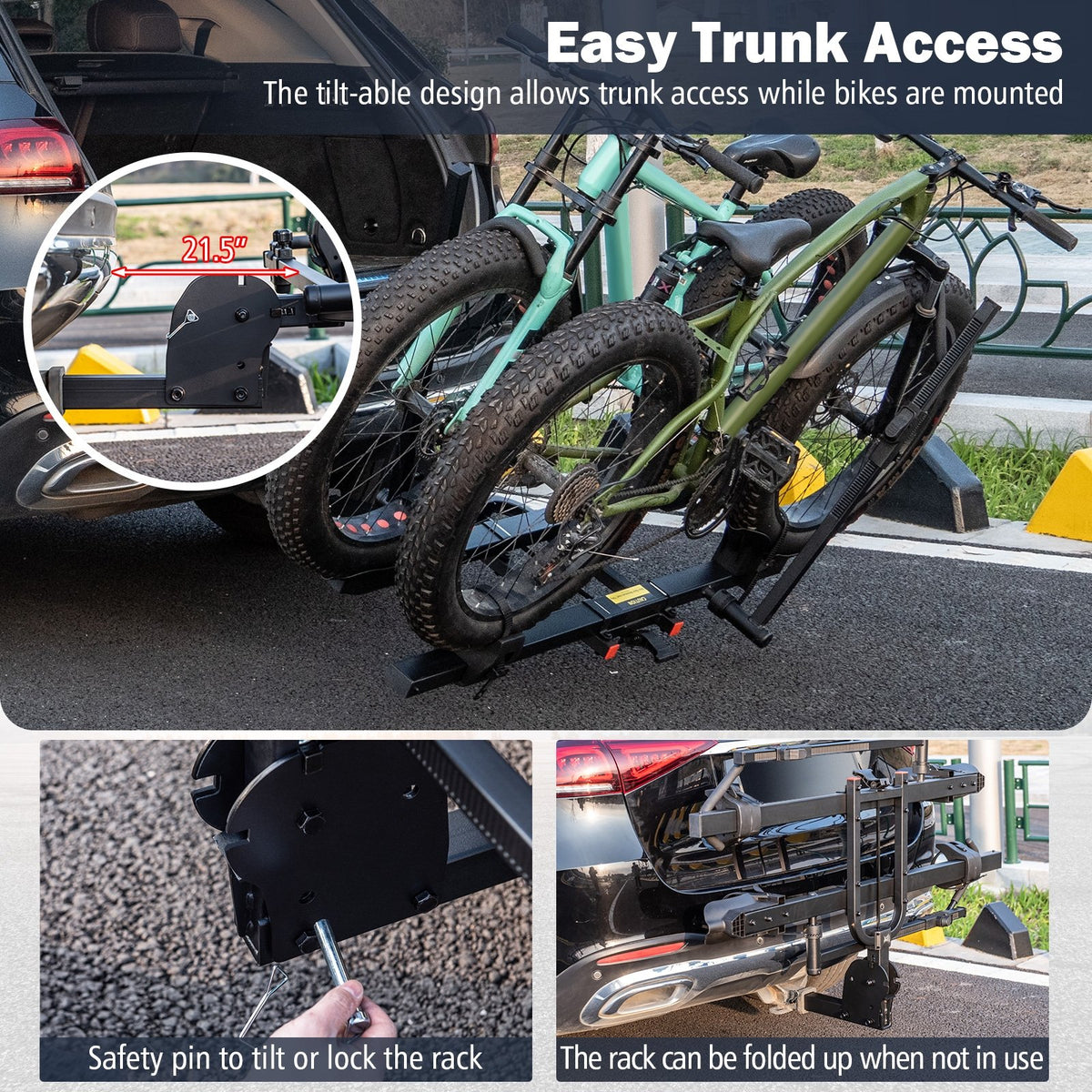 2 Inch Hitch Mount Bike Rack 2-Bike Platform Style Carrier with Tilt-able Design for Easy Trunk Access view 7