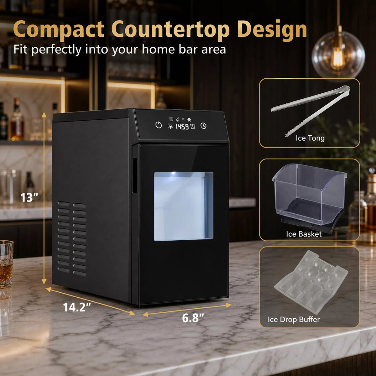 2 Inch Ice Ball Maker Countertop with Self-Cleaning and 8H Timer-Black view 2
