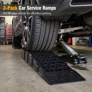 2-Pack 2.5 inches Lift Low Profile Car Ramps 22000 Lbs GVW Capacity-Black view 8