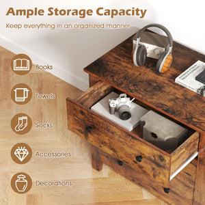 2-Pack 3 Drawer Dresser Chest of Drawers Bedside Table-Brown view 4