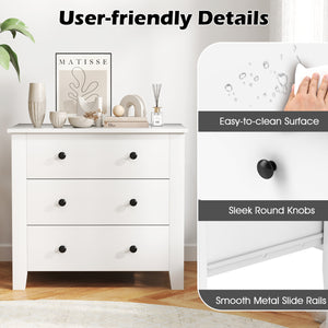 2-Pack 3 Drawer Dresser Chest of Drawers Bedside Table-White view 6