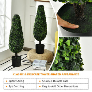 2 Pack 3 Feet Artificial Tower UV Resistant Indoor Outdoor Topiary Tree view 7
