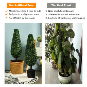 2 Pack 3 Feet Artificial Tower UV Resistant Indoor Outdoor Topiary Tree view 8
