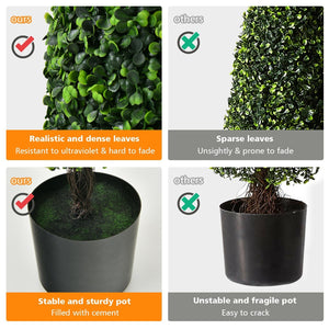 2 Pack 3 Feet Artificial Tower UV Resistant Indoor Outdoor Topiary Tree view 9