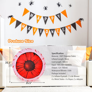 2 Pack 3 Feet Halloween Inflatable Eyeballs with Air Blower view 4