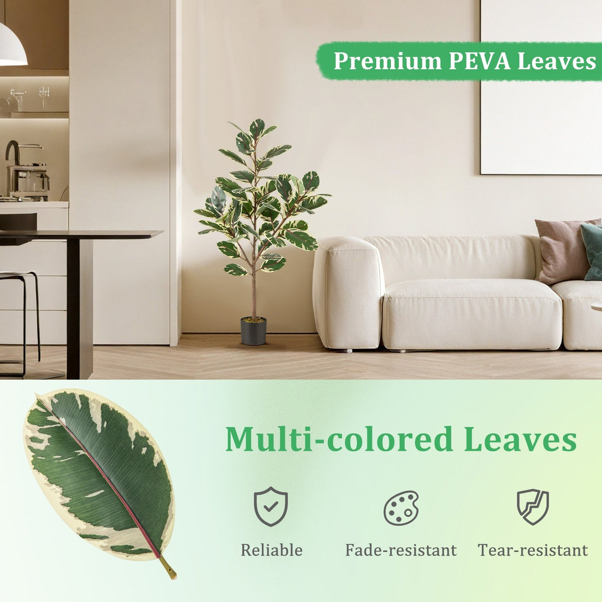2 Pack 4.3 Feet Tall Artificial Bird of Paradise Plant Fake Banana Leaf-Green view 7