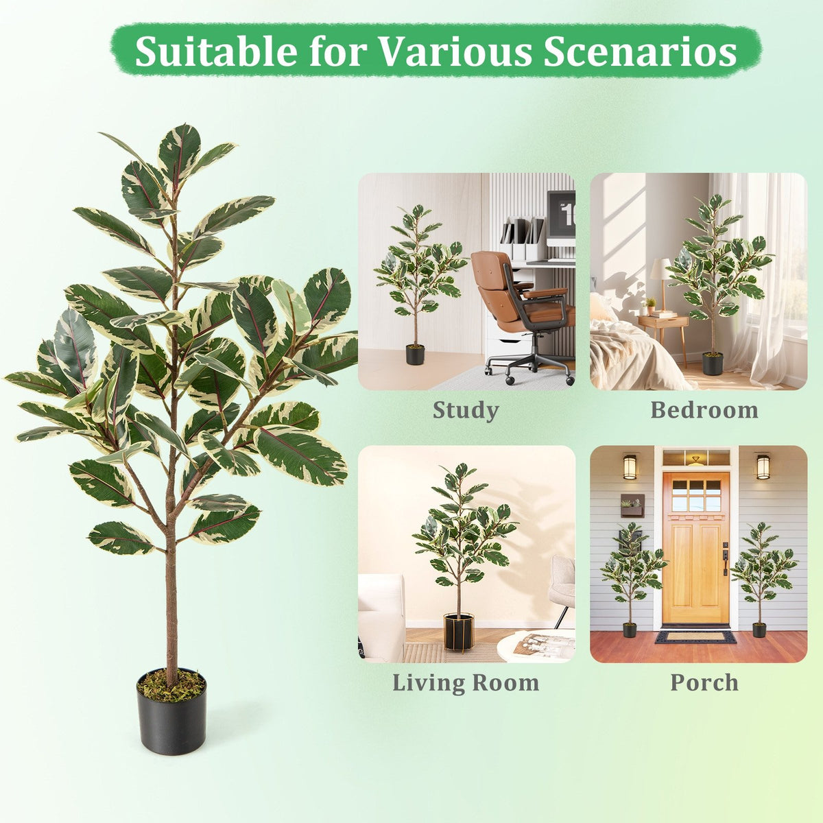 2 Pack 4.3 Feet Tall Artificial Bird of Paradise Plant Fake Banana Leaf-Green view 8