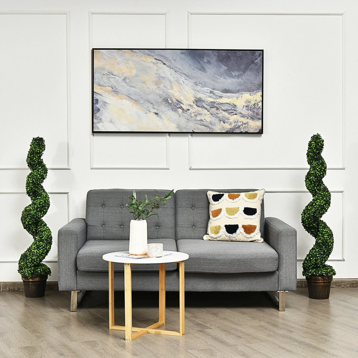 2 Pack 4 Feet Artificial Spiral Boxwood Topiary Indoor Outdoor Decor view 3
