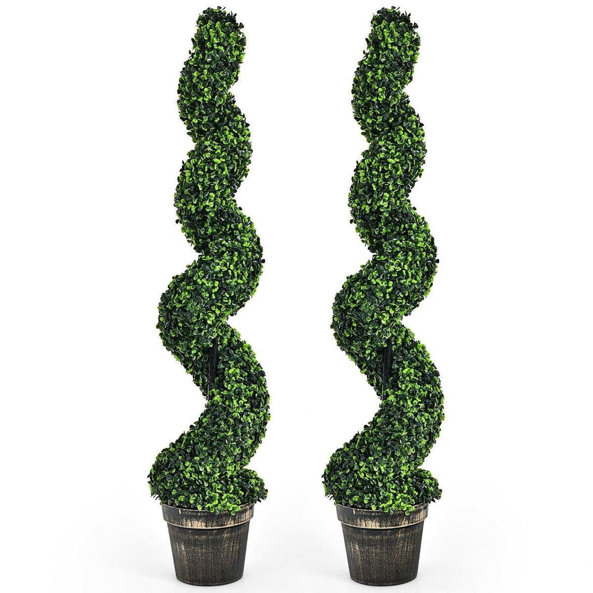 2 Pack 4 Feet Artificial Spiral Boxwood Topiary Indoor Outdoor Decor view 4