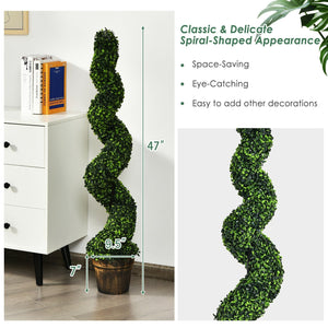 2 Pack 4 Feet Artificial Spiral Boxwood Topiary Indoor Outdoor Decor view 5
